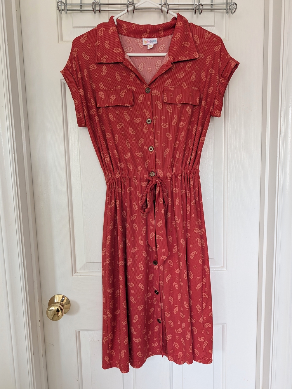 LuLaRoe Paisley Boho Midi Shirt Dress with Drawstring Waist